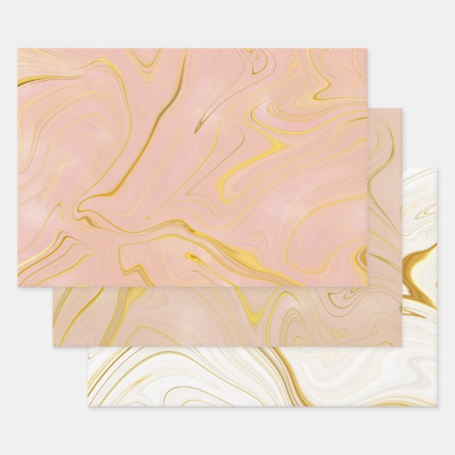 Rose Gold Marble Agate Glitzer Geschenkpapier Set (Set)