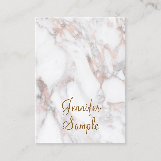 Rose Gold Marble Calligraphy Script-Vorlage Visitenkarte (Vorderseite)