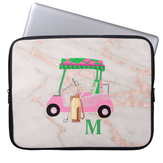 Rose Gold Marble Chic Golf Gal Laptopschutzhülle (Vorderseite)