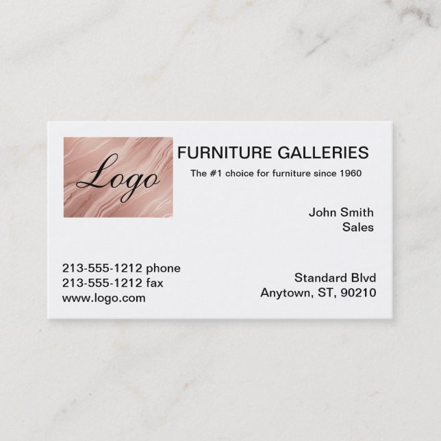 Rose Gold Marble Classic Logo Visitenkarte (Vorderseite)