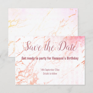 ROSE GOLD MARBLE DESIGN SAVE THE DATE RSVP KARTE