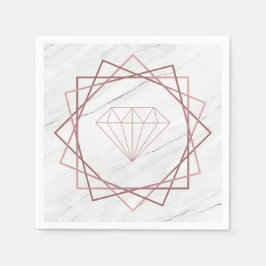 Rose Gold Marble Geometric Diamond Serviette