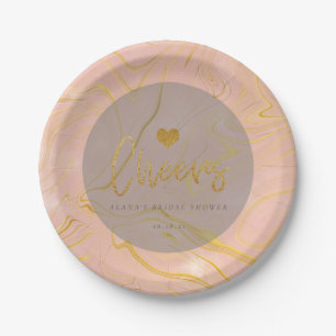 Rose Gold Marble Glitzer Brautparty Papierplatte Pappteller