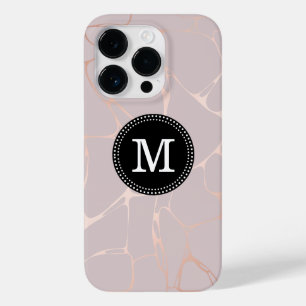 Rose Gold Marble Monogram iPhone Case
