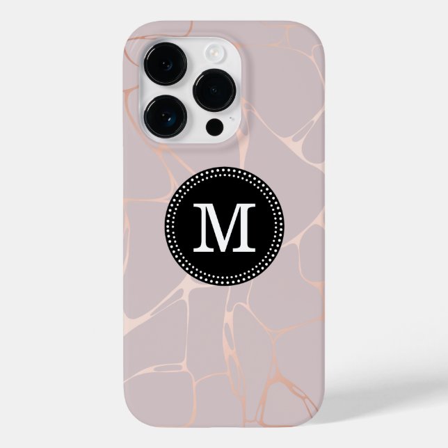 Rose Gold Marble Monogram iPhone Case (Rückseite)