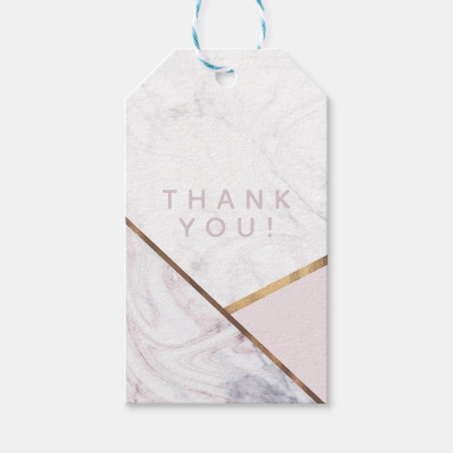 Rose Gold Marble Swirl & Blush Pink Bronze Glam Geschenkanhänger (Vorderseite)