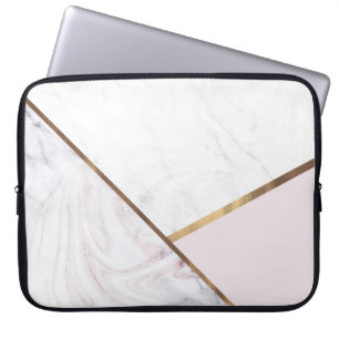 Rose Gold Marble Swirl & Blush Pink Bronze Glam Laptopschutzhülle