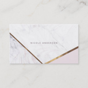 Rose Gold Marble Swirl & Blush Pink Bronze Glam Visitenkarte