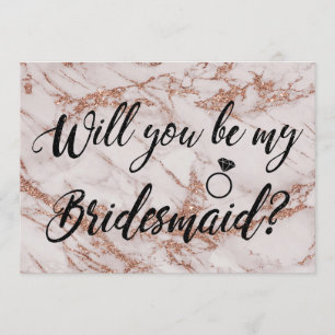 Rose Gold Marble Textur Bridesmaid Vorschlag Einladung