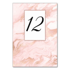 Rose Gold Marbled Wedding Tischnummer Card