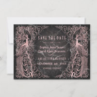 Rose Gold Marmor Art Deco Frieden Save the Date