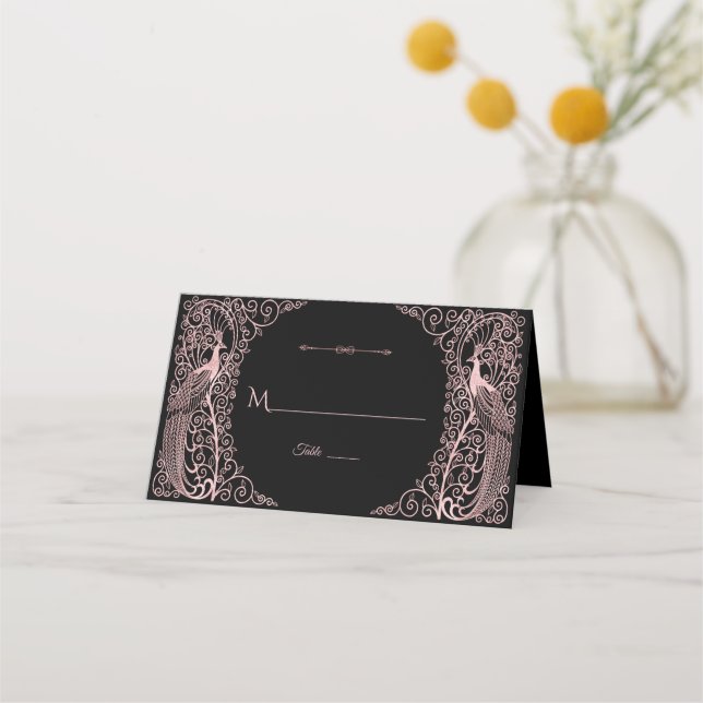 Rose Gold Marmor Art Deco Frieden Save the Date Platzkarte (Vorderseite)