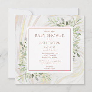 Rose Gold Marmor Baby Shower Babyparty Grünausst Einladung