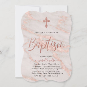 Rose Gold Marmor Girl Taufe Einladung