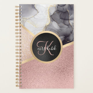 Rose Gold Marmor Glitzer Monogram Teacher Planner Planer