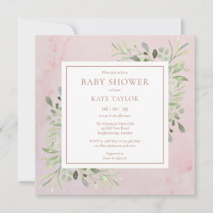 Rose Gold Marmor Grünzeug Babyparty Sprinkle Einladung