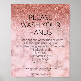 Rose Gold Marmor Health Safety Glitzer Friseur Sal Poster