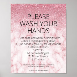 Rose Gold Marmor Health Safety Glitzer Friseur Sal Poster