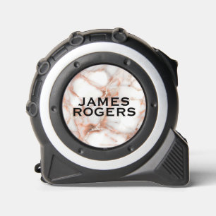 Rose Gold Marmor-Imitation individueller Name Maßband