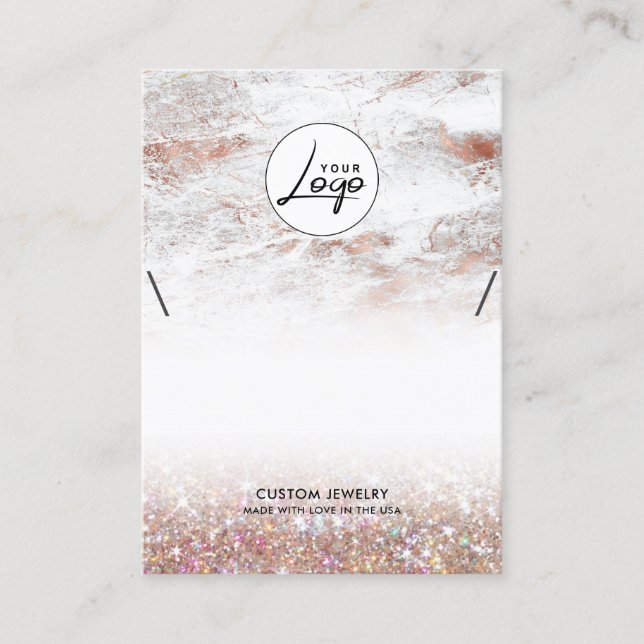Rose Gold Marmor Logo Necklace Armband  Visitenkarte (Vorderseite)