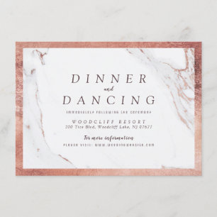 Rose Gold Marmor Luxus moderne Hochzeitsempfang Begleitkarte