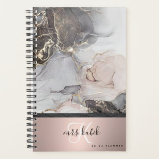 Rose Gold & Marmor Monogram Lehrer Planner Planer