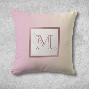 Rose Gold Marmor Monogram Pink Ombre Kissen