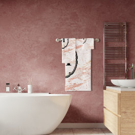 Rose Gold-Marmor-Monogramm Badhandtuch Set