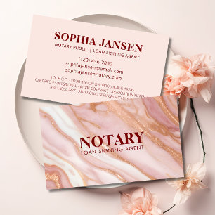 Rose Gold Marmor Notar öffentlichen Darlehensvertr Visitenkarte