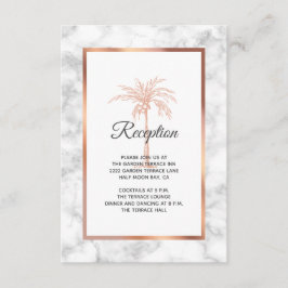 Rose Gold Marmor Palm Tree Hochzeitsempfang Begleitkarte