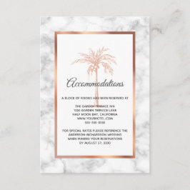 Rose Gold Marmor Palm Tree Hochzeitsunterkünfte Begleitkarte