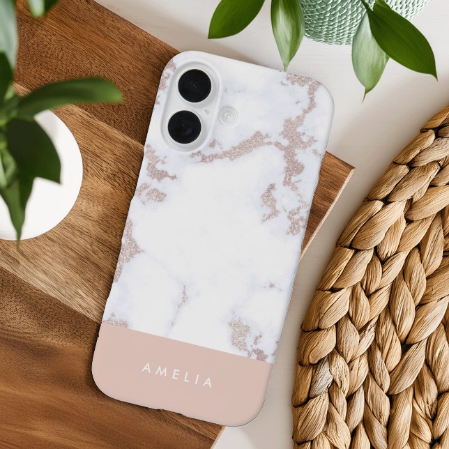 Rose Gold Marmor Personalisiert Case-Mate iPhone Hülle (Von Creator hochgeladen)