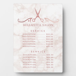 Rose Gold Marmor Salon Preisliste Fotoplatte