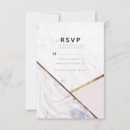Rose Gold Marmor Swirl Blush Pink Wedding RSVP Karte