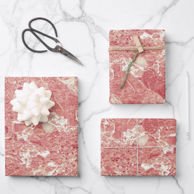 Rose Gold Marmor Textur Geschenkpapier Set (Vorderseite)