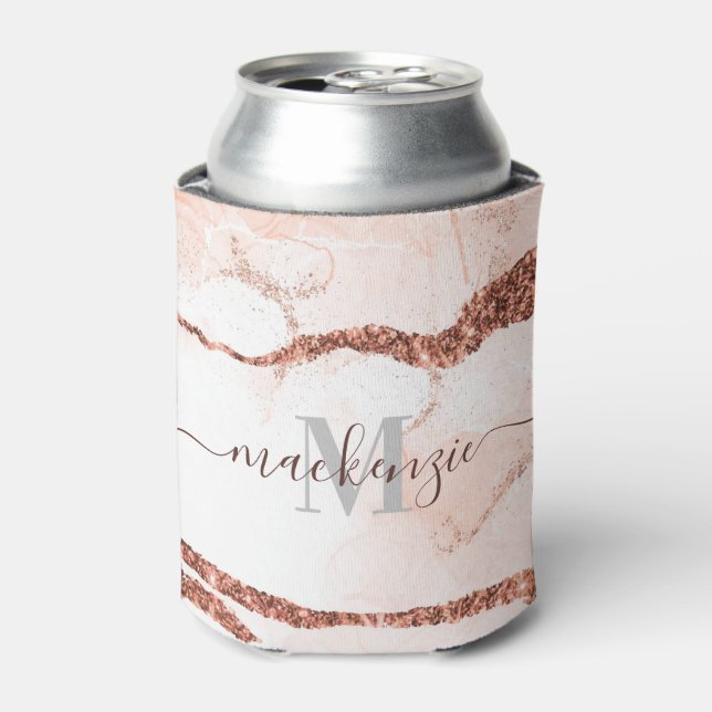 Rose Gold Marmor und Glitzer Dosenkühler (Kanne Vorderseite)