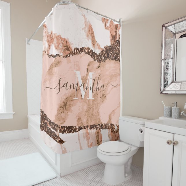 Rose Gold Marmor und Glitzer Duschvorhang (Beispiel)