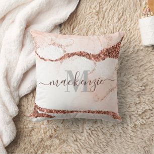 Rose Gold Marmor und Glitzer Kissen