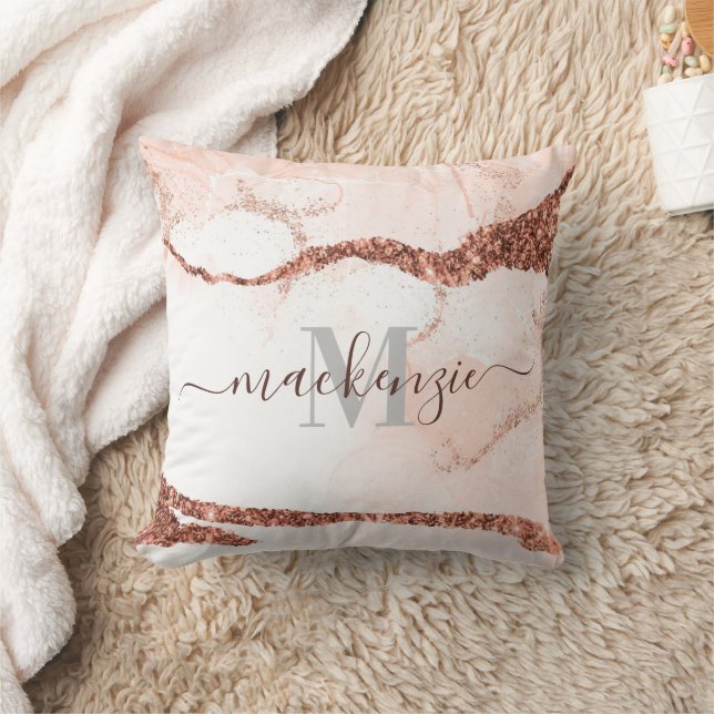 Rose Gold Marmor und Glitzer Kissen (Decke)