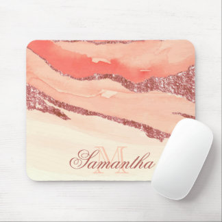Rose Gold Marmor und Glitzer Mousepad