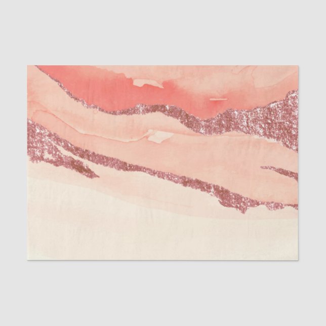 Rose Gold Marmor und Glitzer Seidenpapier (Vorderseite)