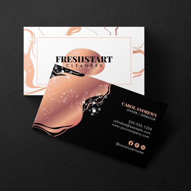 Rose Gold Marmor Zuhause Reinigungsservice Haushal Visitenkarte (Von Creator hochgeladen)
