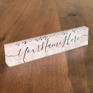 Rose Gold Marmorname Teller mit Skripttext Namensplakette