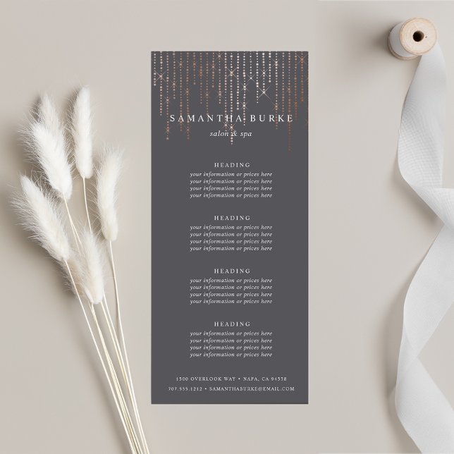 Rose Gold Marquee | Preise oder Dienstleistungen Werbekarte (Von Creator hochgeladen)