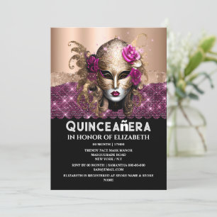 Rose gold masquerade Quinceañera Geburtstagsmaske  Einladung