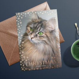 Rose Gold Meowy Christmas Cat Lover Folien Feiertagskarte