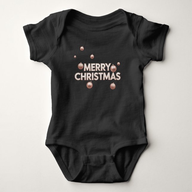 Rose Gold Merry Christmas - Holiday Design Baby Strampler (Vorderseite)