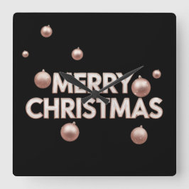 Rose Gold Merry Christmas - Holiday Design Quadratische Wanduhr