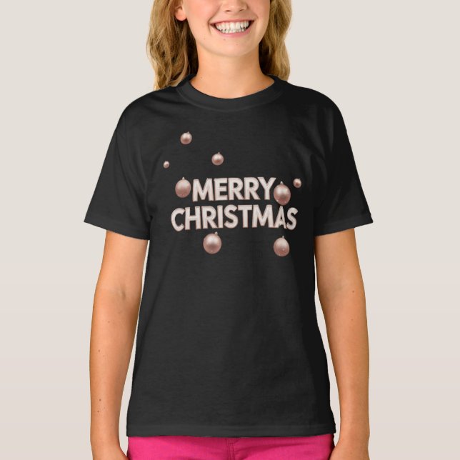 Rose Gold Merry Christmas - Holiday Design T-Shirt (Vorderseite)