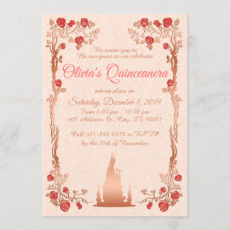 Rose Gold Messe Quinceanera Einladung